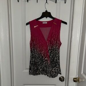 Calvin Klein Pink to Black Ombre Animal Print V-Neck Camisole